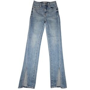 Pistola High Rise Split Front‎ Hem Size 24 Light Wash Straight Leg Stretch Denim